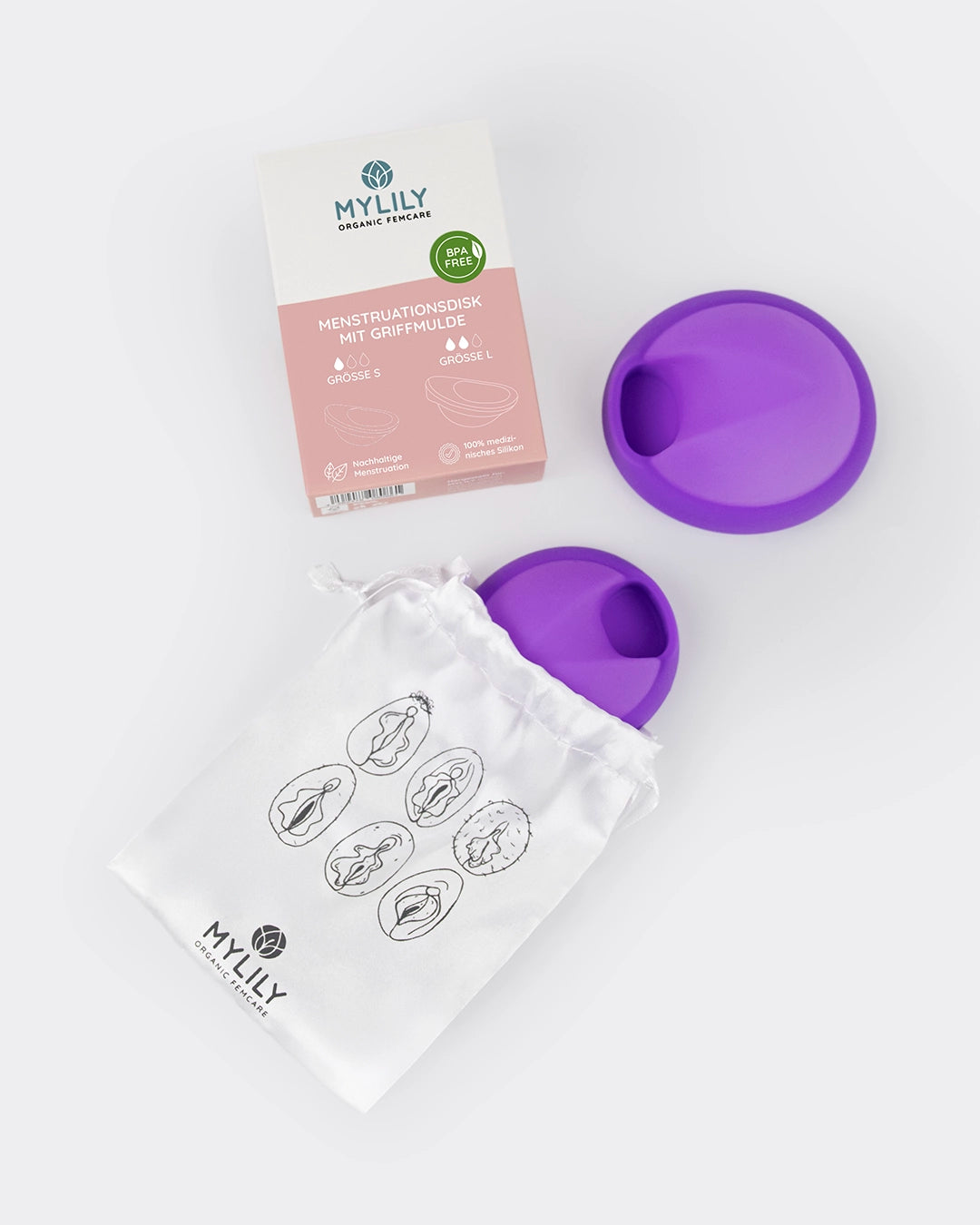 mylily-menstruationsscheibe-mit-mulde-2er-set-s-l-inkl-beutel image 1