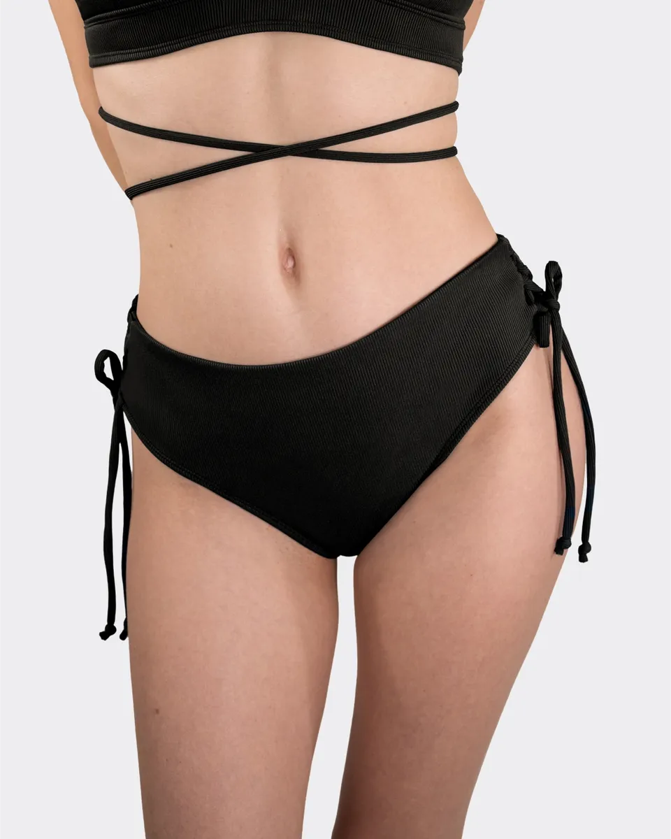 mylily-perioden-bikini-hose-crinkle-mit-gekreuzter-schn-rung-schwarz image 1