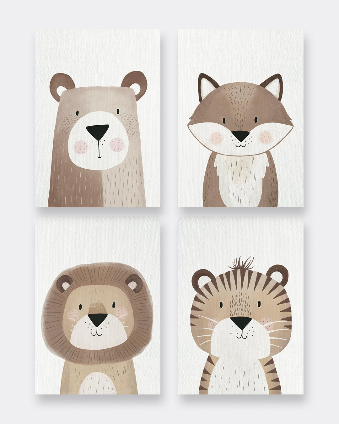 mylily-wild-animals-kinderzimmer-poster-set-b-r-fuchs-l-we-tiger-4er-set image 1