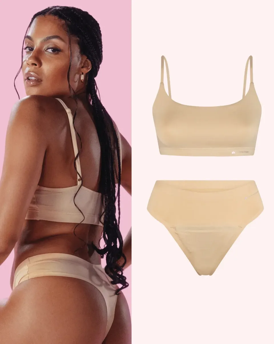 the-female-company-set-seamless-thong-period-panty-seamless-bralette image 1