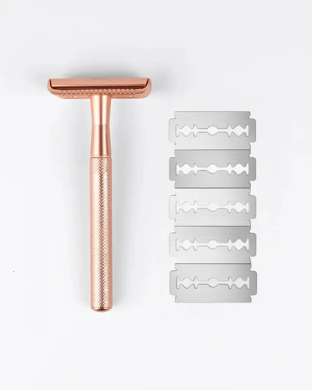 mylily-rasierhobel-rosegold-inkl-5-klingen-rasierpflege-ohne-plastik image 1