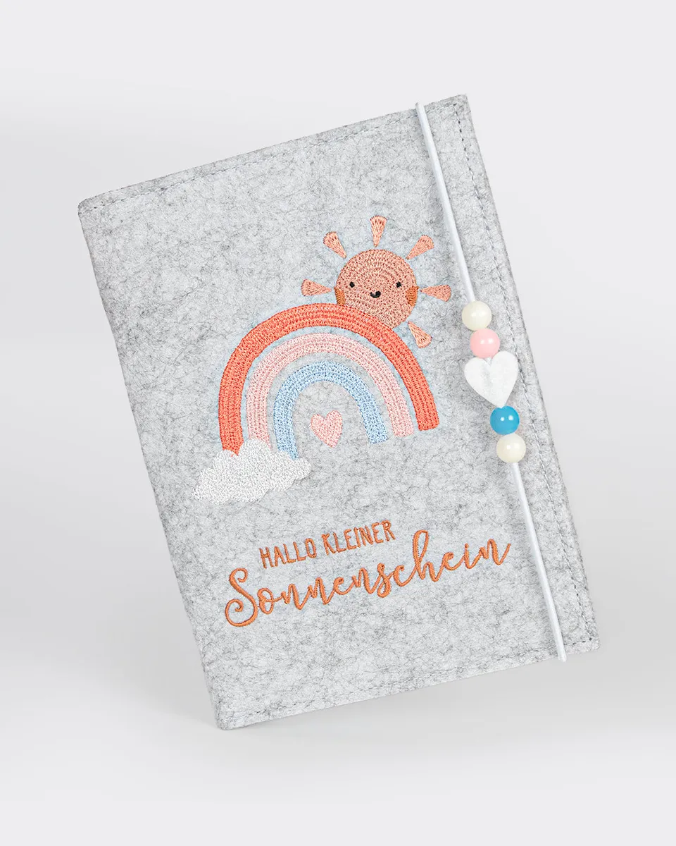 mylily-mutterpassh-lle-hallo-kleiner-sonnenschein-filz-grau-regenbogen image 1