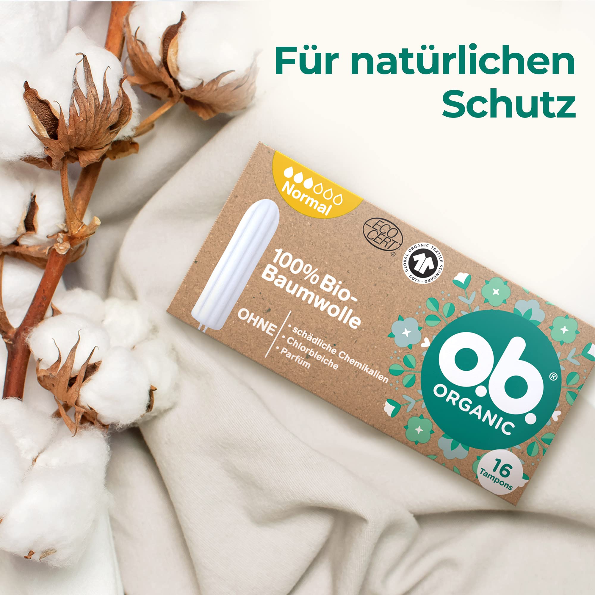 o-b-organic-normal-tampons-16-st-ck-bio-baumwolle image 2
